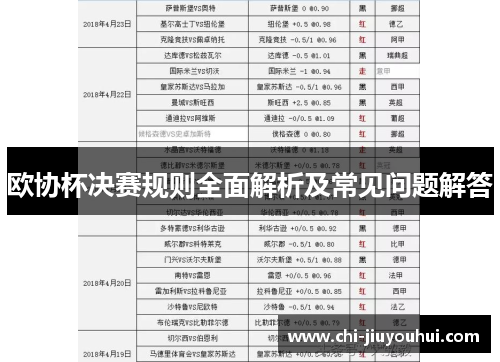 欧协杯决赛规则全面解析及常见问题解答